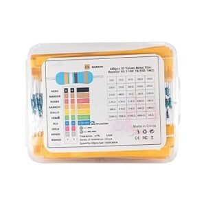 600pcs 30 Values Metal Film Resistor Kit 1/4W 1%(100Ω-1MΩ)